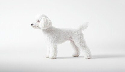 Fluffy Dog Studio Portrait White Dog on White Background