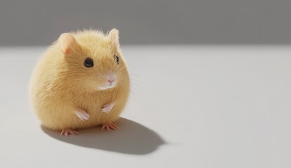 Fluffy Yellow Rodent On Light Background