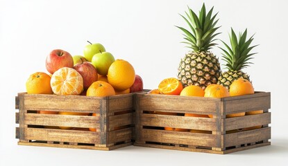 Fresh Fruits In Wooden Crates