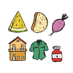 Fototapeta premium A COLLECTION OF VARIOUS TYPES OF ILLUSTRATION SKETCHES