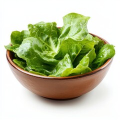 Fresh Green Lettuce in a Brown Bowl