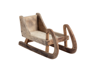 Rustic wooden sleigh isolated on black background christmas decoration winter holiday season, Isolated On White Background, Png Transparent