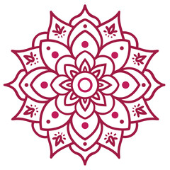 Intricate Crimson Mandala Design on White Background