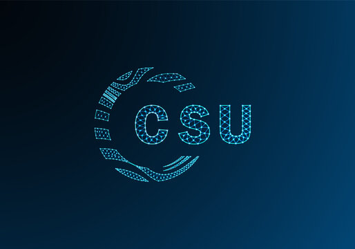CSU low poly letter logo vector design. CSU lower poly logo design. CSU unique low poly logo design.