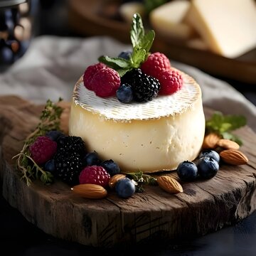 Creamy cheese with raspberries and blackberries