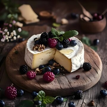 Colorful cheese with fresh berries