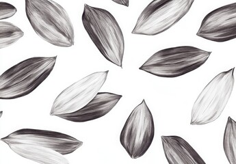 Gray Scale Leaf Pattern Background Monochrome Botanical Illustration