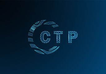 CTP low poly letter logo vector design. CTP lower poly logo design. CTP unique low poly logo design.