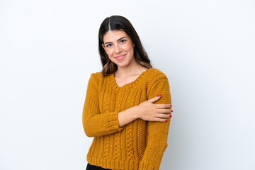 Young Italian woman isolated on white background laughing