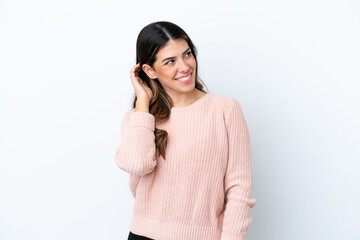 Young Italian woman isolated on white background thinking an idea