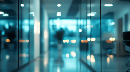 Cozy Modern Office with Warm Ambient Lighting at Night