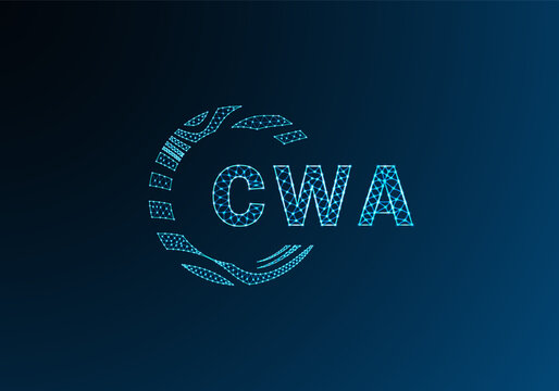 CWA low poly letter logo vector design. CWA lower poly logo design. CWA unique low poly logo design.