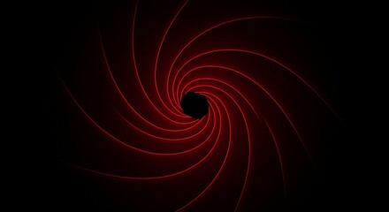 Abstract Spiral Illustration with Rotating Curved Red Shapes Forming Vortex on Black Background