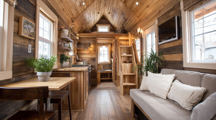 Fototapeta premium Cozy luxury living room with fireplace and modern furniture