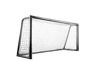 Metal soccer goal net isolated on black background studio shot, Isolated On White Background, Png Transparent
