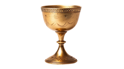 Royal Golden Cup Brimming with Rich Drink on white background
