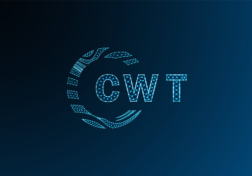 CWT low poly letter logo vector design. CWT lower poly logo design. CWT unique low poly logo design.
