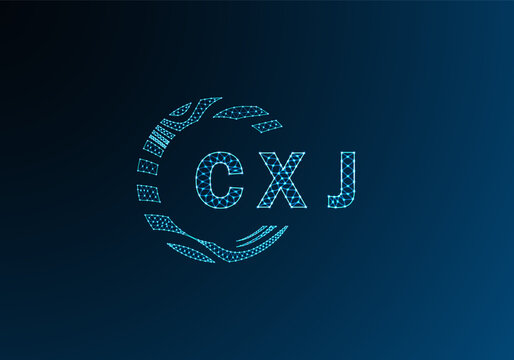 CXJ low poly letter logo vector design. CXJ lower poly logo design. CXJ unique low poly logo design.