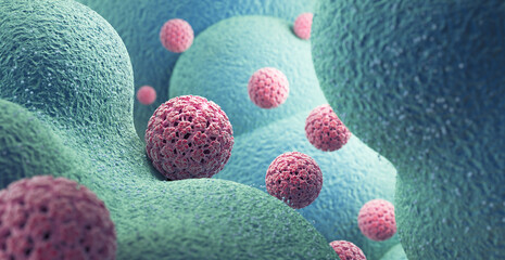 Human papillomavirus infection, HPV virus background 3d illustration.