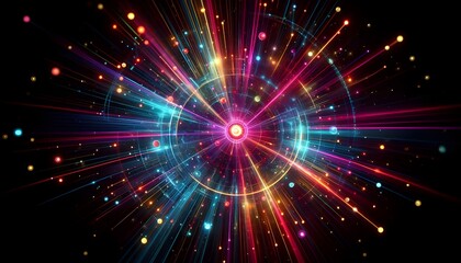 Stunning vibrant light streaks radiating outward for futuristic technology and data visualization projects with a powerful burst of energy