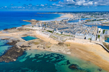 Aerial view of the Old Town of Saint Malo in Brittany France 