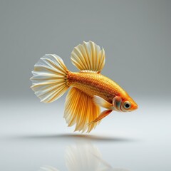 Fototapeta premium Lone betta fish with glossy plakad short fins, golden body