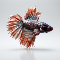 Fototapeta premium Lone betta fish with glossy samurai dragonscale body