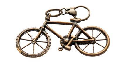 Keychain with Miniature Bicycle Charm on white background