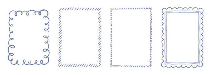 落書き風、手描きの長方形フレーム、囲み罫