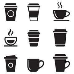 Obraz premium Coffee Cup Mug Icon Set Vector Illustration