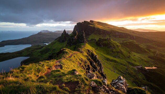 Dramatic mountain vista at sunrise - Powered by Adobe