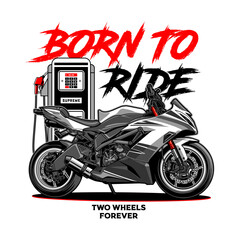 Red Black Sport Motorcycle Motorbike Illustration