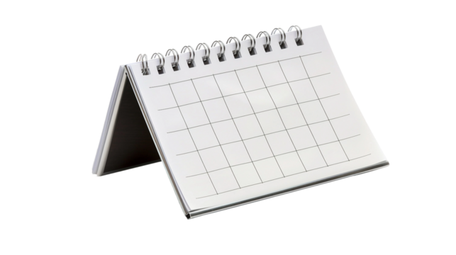 Compact Desk Calendar Showing Current Month on white background