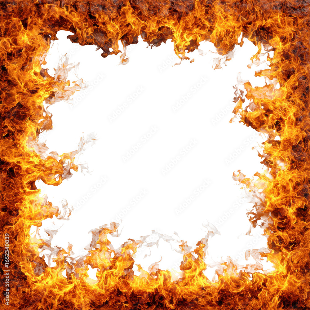Poster Flames encircle a blank space creating a striking border for visual art or text presentations