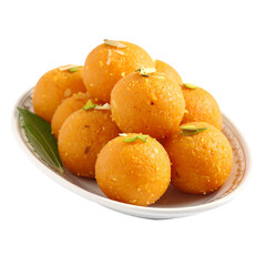 Indian delicious sweet dish laddu on transparent background