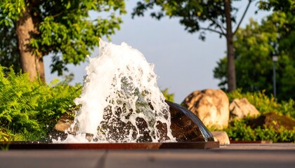 Water fountain in a landscaped park