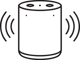  Smart Speaker Icon in Black and White | Voice Assistant Device Vector