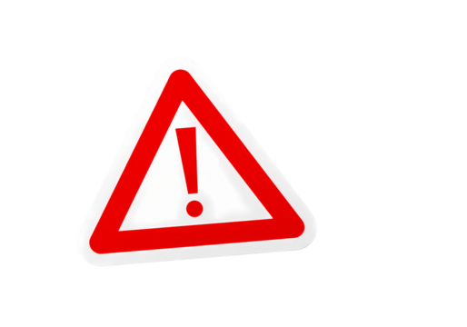 Red Triangle Exclamation Mark Warning Sign isolated on transparent background - Powered by Adobe