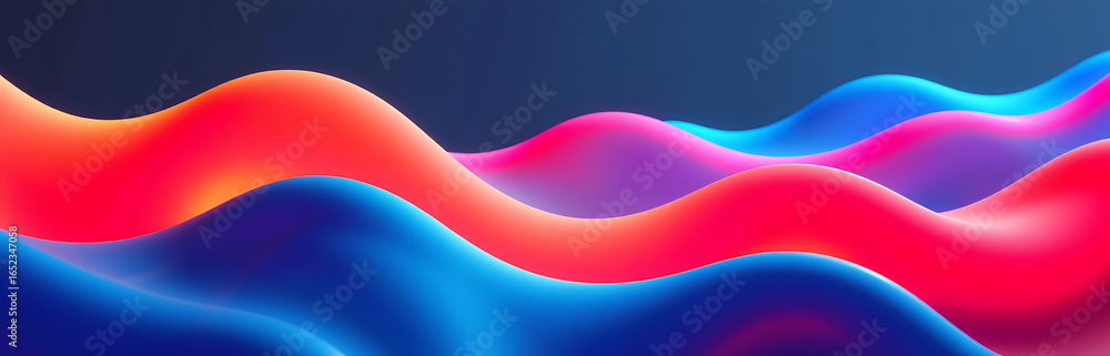 Poster vibrant neon colors undulate gradient wave pattern across frame soft focus edges subtle glow effect 