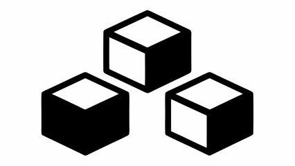 Obraz premium Three dimensional cubes arranged in a triangular pattern with black outlines and white faces design concept