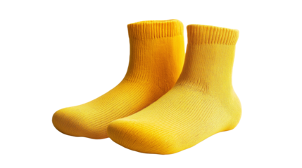 A pair of yellow wool socks is displayed on a white background, highlighting warmth, cozy texture, and cheerful, playful style.