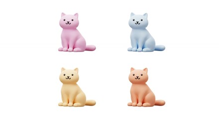 Pastel colored cat figurines