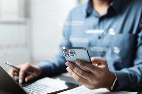 Communication chat message contact. Social network messaging. Text message bubble. Online chat text box. Internet social media addiction.