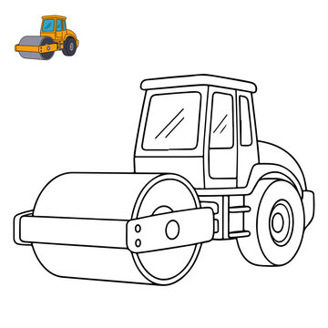 Road Roller Construction Vehicles Coloring Pages