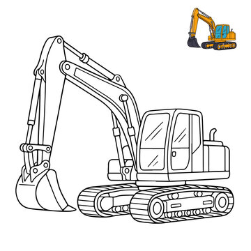 Excavator Construction Vehicles Coloring Pages
