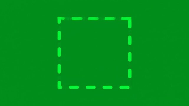 Minimal Rotating Dashed-Line Rectangular Border on Pure Green Background &ndash; Clean Animated Frame Overlay for Video and Design