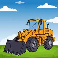 Wheel Loader Heavy Equipment Cartoon