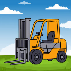 Forklift Construction Heavy Equipment Cartoon