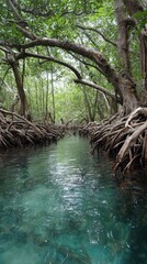 Serene mangrove river exploration