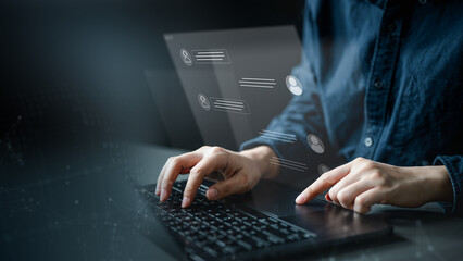 Live chat customer support. Online assistance support. Customer service concept. Help technology.